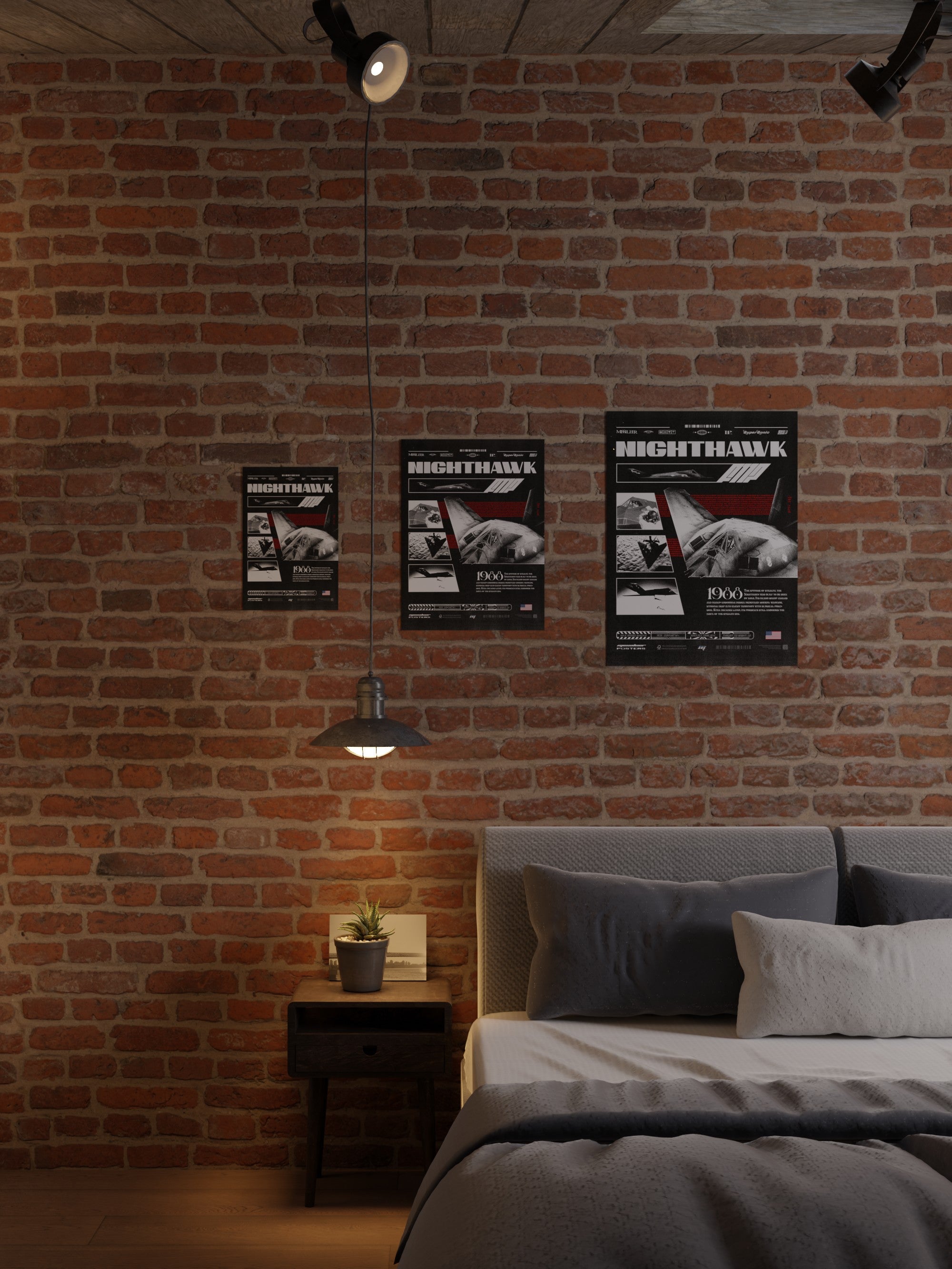 Retro F117 Nighthawk Premium Matte Poster