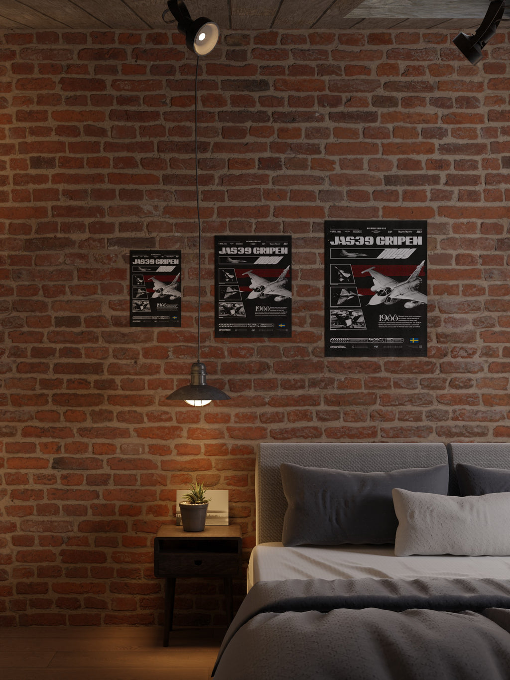 Retro JAS39 Gripen Premium Matte Poster