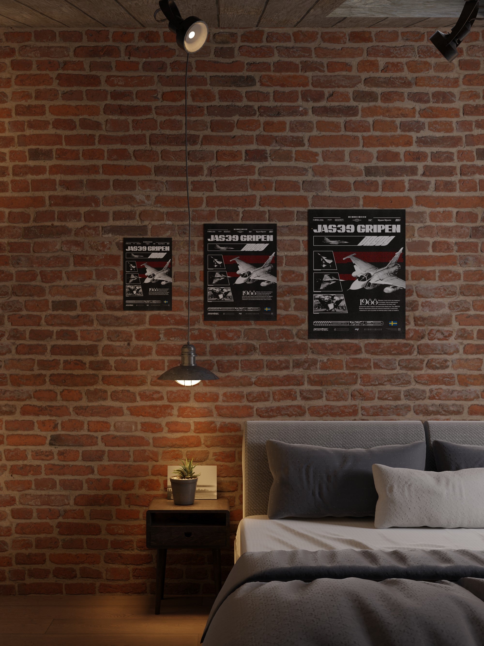 Retro JAS39 Gripen Premium Matte Poster