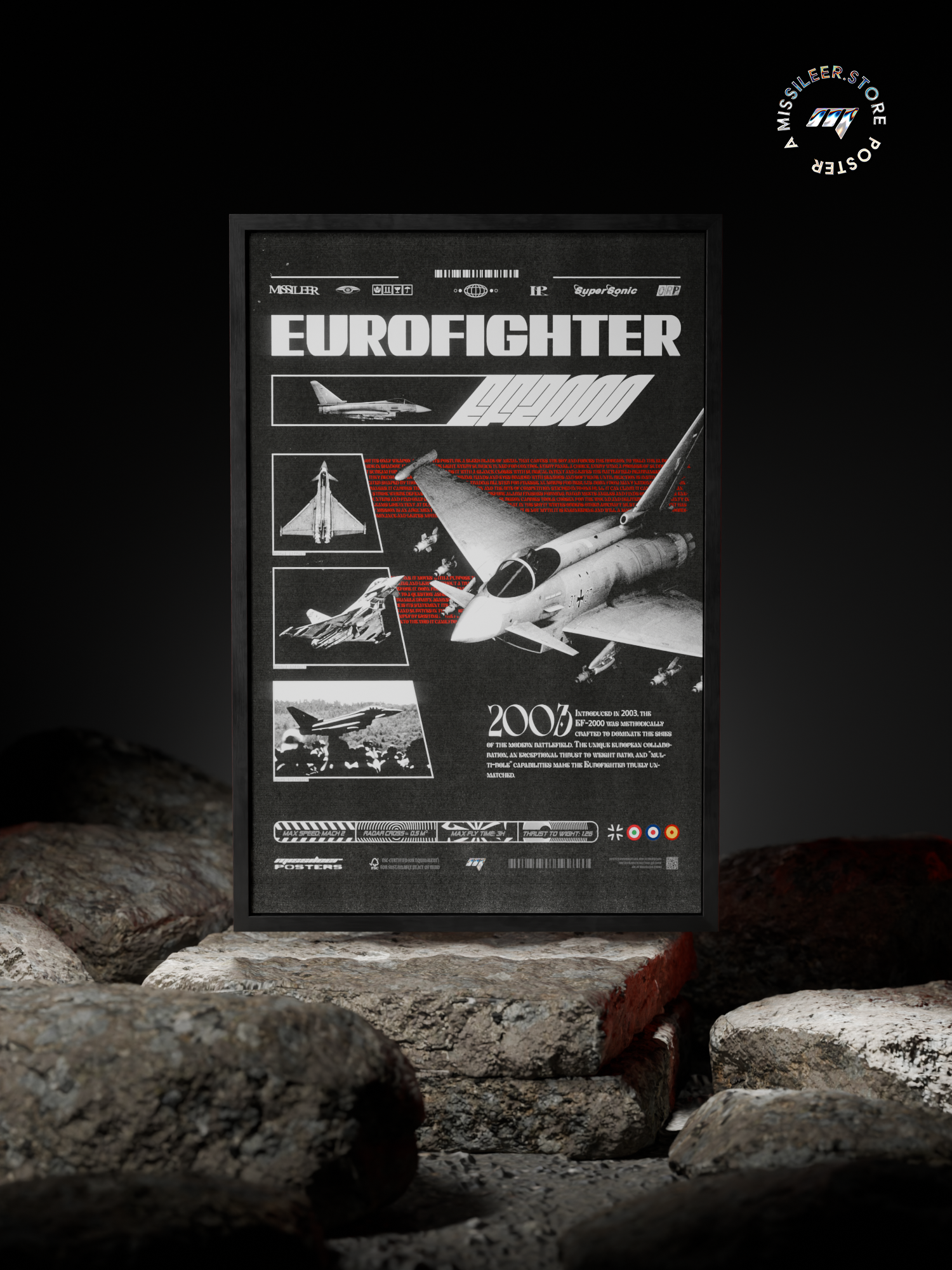 Retro EF2000 Eurofighter Typhoon Premium Matte Poster