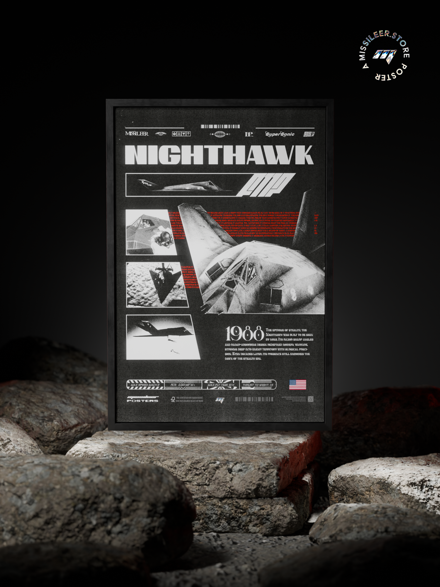 Retro F117 Nighthawk Premium Matte Poster