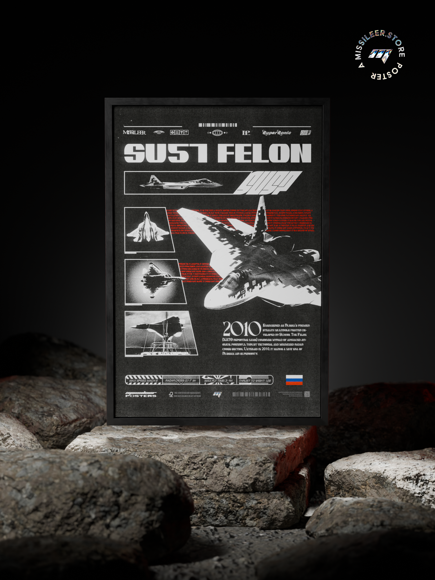 Retro Su 57 Felon Premium Matte Poster