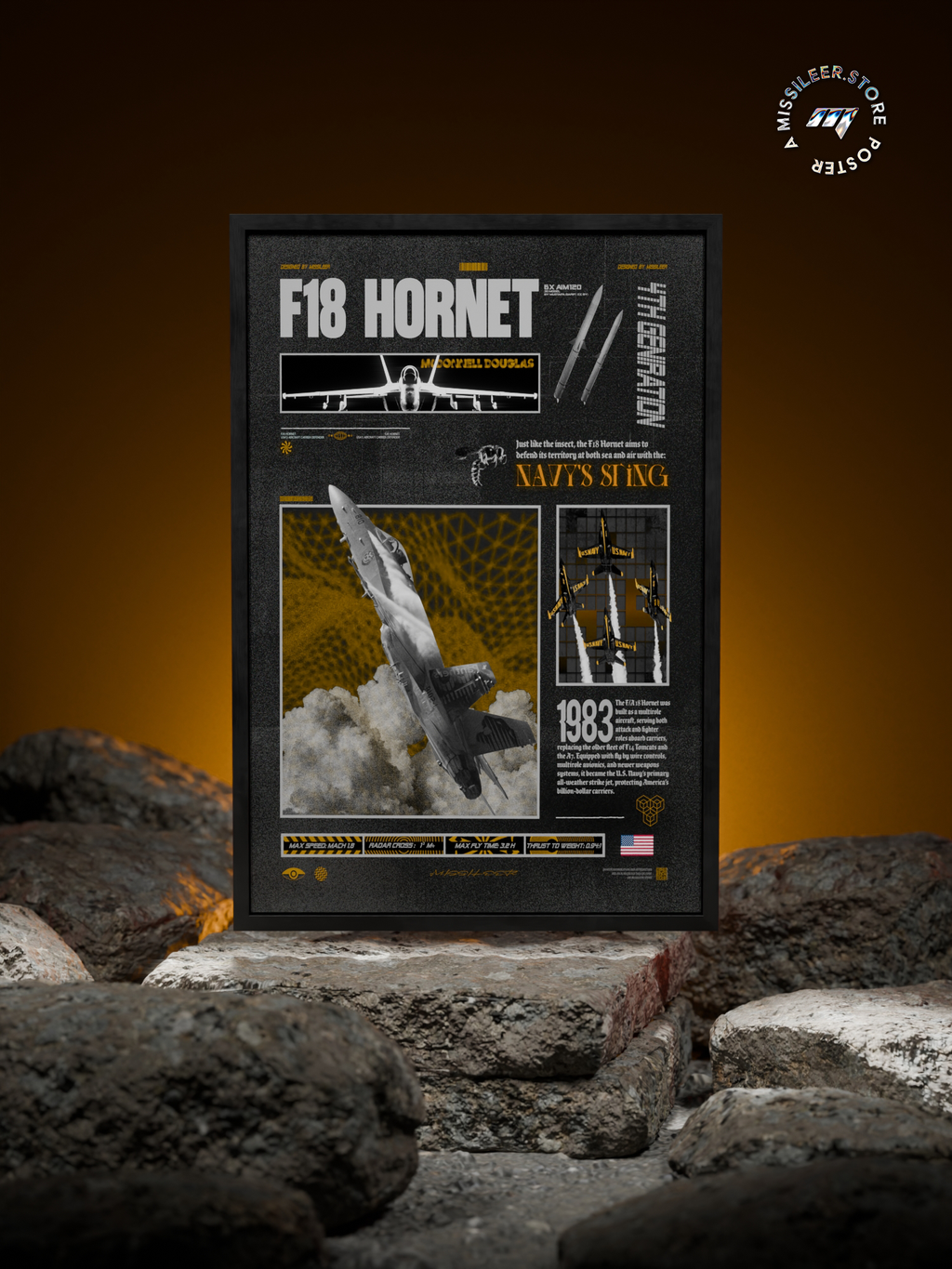 F18 Hornet Brutalism Premium Matte Poster