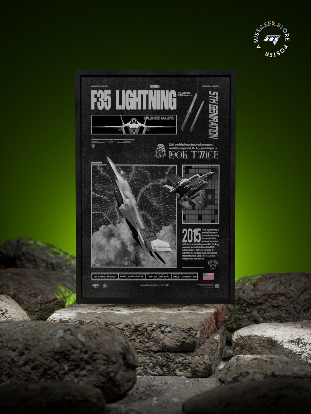 F35 Lightning 2 Brutalism Premium Matte Poster