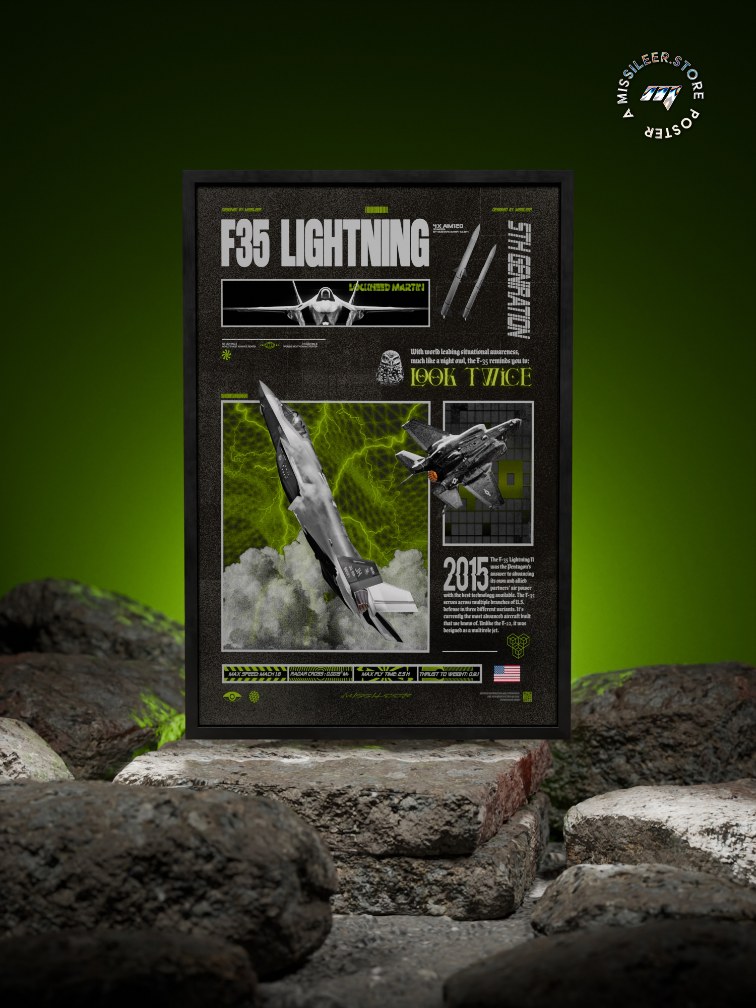 F35 Lightning 2 Brutalism Premium Matte Poster