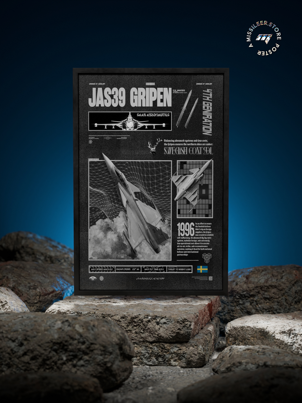 JAS39 Gripen Brutalism Premium Matte Poster