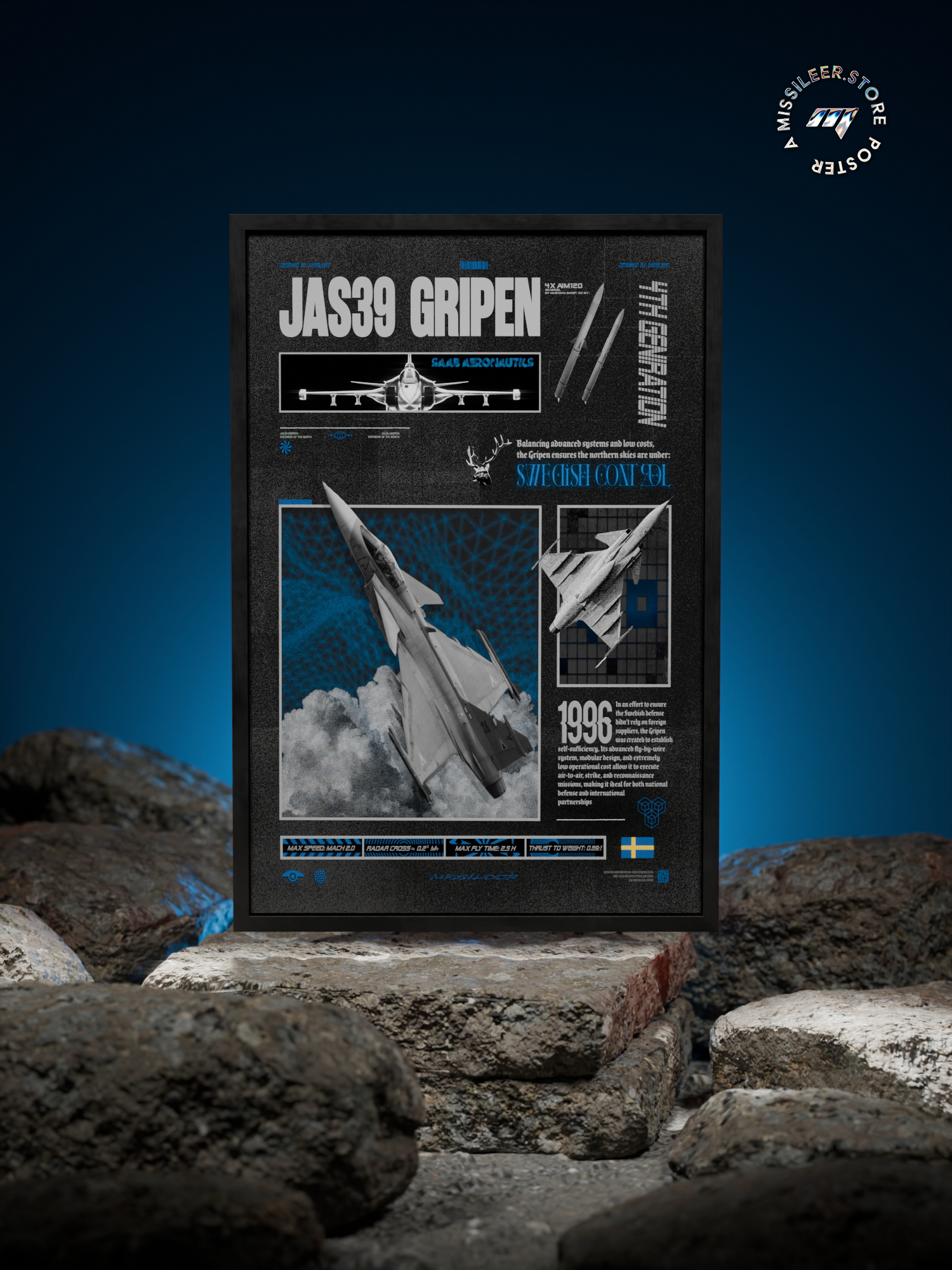 JAS39 Gripen Brutalism Premium Matte Poster